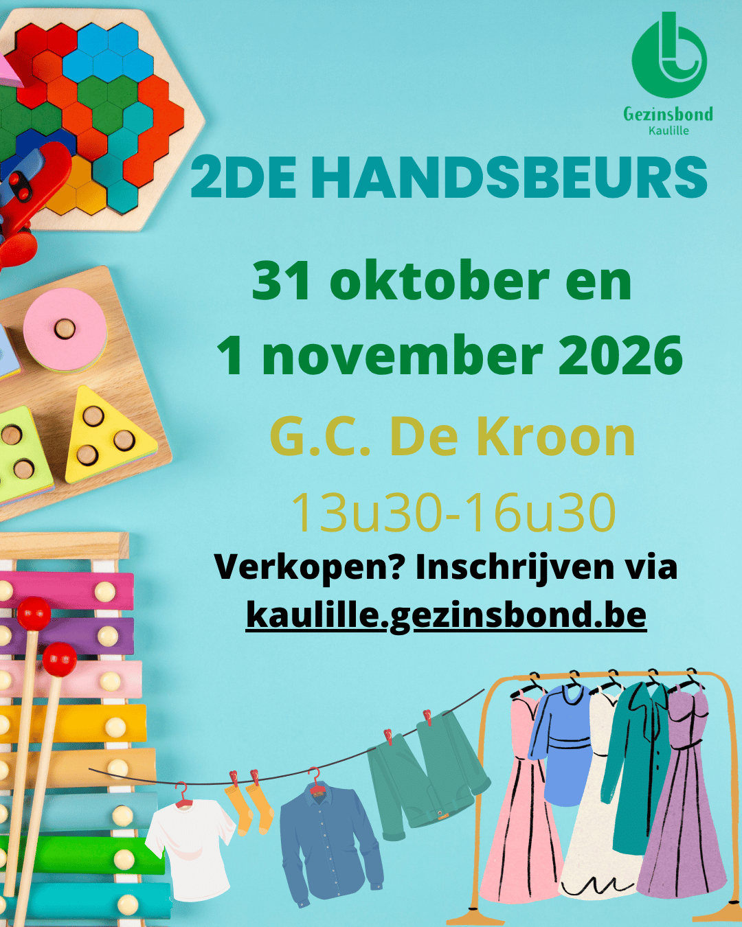 Tweedehandsbeurs 31 oktober en 1 november 2026